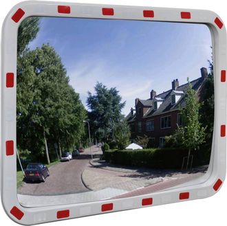 vidaXL Espejo De Tr&aacute;fico Convexo Rectangular Con Reflectores 60 X 80cm Vidaxl