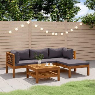 vidaXL Muebles De Jard&iacute;n 5 Pzas Cojines Madera Maciza De Acacia Vidaxl