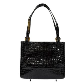 Givenchy Pre-owned Handbags, female, Black, Size: ONE SIZE Pre-owned Crocodile Embossed Cowhide Shoulder Bag