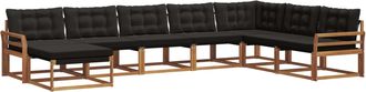 vidaXL Conjunto De Sof&aacute;s De Exterior 8 Uds. Natural Y Negro Vidaxl