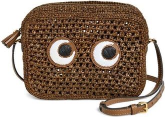 Anya Hindmarch Eyes Raffia Crossbody Bag in Otter Brown at Nordstrom