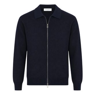 Paolo Pecora Truien & Vesten, Heren, Blauw, XL, Wol, Gebreide Ritsvest