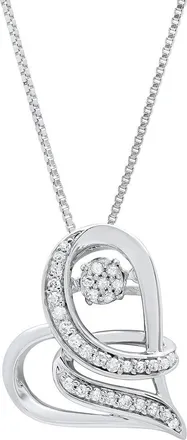 MAX + STONE Dancing Diamond Heart Pendant Necklace (0.16 cttw., H-I, SI1-SI2) 18 in 925 Sterling Silver