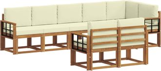 vidaXL Conjunto De Sof&aacute;s De Exterior 8 Uds. Natural Y Crema Vidaxl