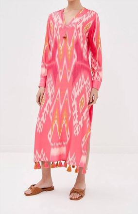Figue Margaux Kaftan In Salome Ikat Sunset Coral