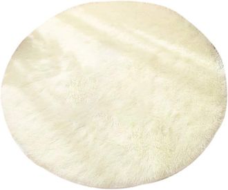 OEM [mai Usato]tappeto Moderno Rotondo E Soffice, Tinta Unita, Per Camera Da Letto Moderna (beige 120120 Cm)