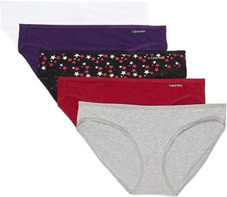 Calvin Klein Womens 5-Pack Form Bikini Bottom In Grey Heather/rebellious/twinkle Black/purple
