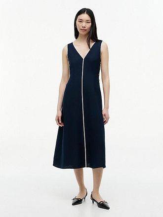 Tommy Hilfiger Vestido largo de mezcla de lino con botones dorados