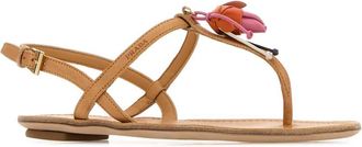 Prada Leather Thong Sandal - Beige
