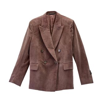 Paul Smith Blazers, female, Brown, XS, Giacca Doppio Petto Velluto Coste