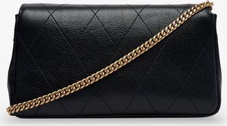 Tory Burch Womens Crossbody Bag Charlie Quilted Leather Chain Wallet Black Shoulder