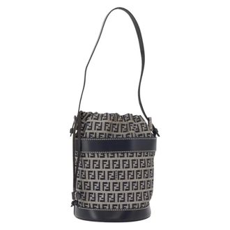 Fendi Zucchino Canvas Navy Canvas Handbag (Pre-Owned)
