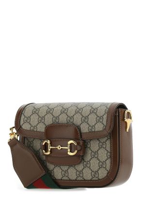 Gucci Womens Gg Supreme Fabric And Leather Mini Horsebit 1955 Crossbody Bag 8565 Borse A Tracolla