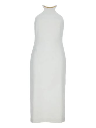 Elisabetta Franchi Jurk met ronde hals en metalen detail - Wit