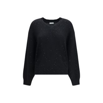 Brunello Cucinelli Black Cashmere Womens Sweater