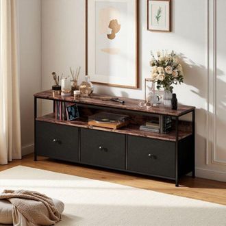 OEM Mueble Tv/buffet - Polivalente - Metal Negro - Madera Tigre - Iluminaci&oacute;n Rgb Integrada