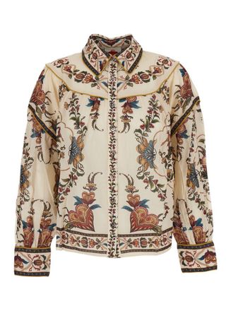 Farm Rio Multicolor Blouse With Classic Collar And All-Over Floral Pattern In Fabric Woman