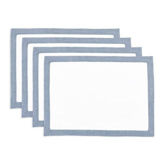 Solino Home Linen Placemats - Classic, 14 x 19 in Chambray Blue And White at Nordstrom, Size Medium