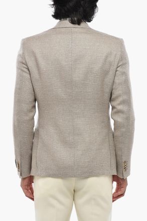 Corneliani CC COLLECTION Giacca in Misto Lino con Tasche ad Aletta Corneliani