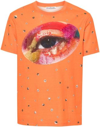 Acne Studios eye-print organic-cotton T-shirt - unisex - Organic Cotton - M - Orange