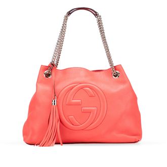 Gucci Pre-owned Womens Soho Tote Embossed Logo - Light Pink Leather - One Size