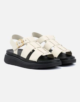 FitFlop Womens FitFlop GEN-FF Fisherman Leather Womens Paris Beige Sandals - Cream - Size: 6.5