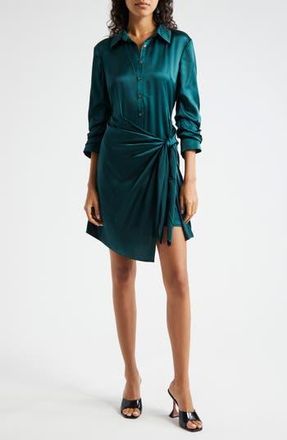 Cinq &agrave; Sept Jacey Silk Shirtdress in Green Onyx at Nordstrom Rack, Size 16
