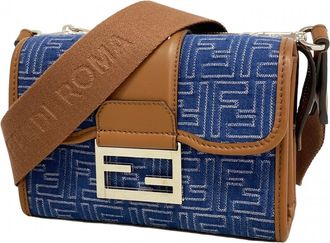 Fendi Blue Canvas Shoulder Bag (Pre-Owned)