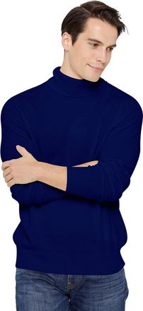 State Cashmere Mens 100% Pure Cashmere Jumper Turtleneck Long Sleeve Pullover Sweater Navy, L