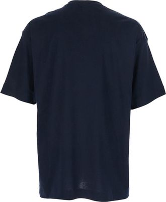 Giorgio Armani Logo-Lettered Crew Neck T-Shirt - Navy