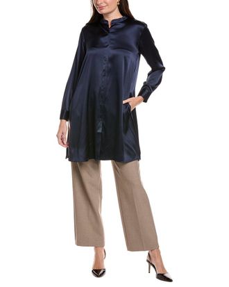Eileen Fisher Eileen Fisher Petite Mandarin Collar Silk-Blend Shirt
