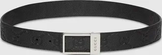 Gucci Reversible Belt With Rectangular Buckle, Size Gucci 100, Black, Leather
