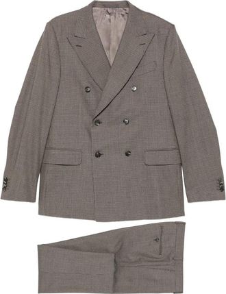 Caruso Double-breasted Micro-check Suit