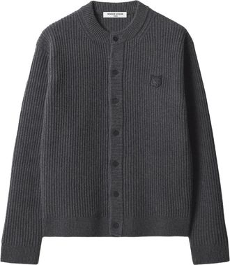 Maison Kitsun&eacute; Fox Head Ribbed Regular Cardigan Pm00508kt1149