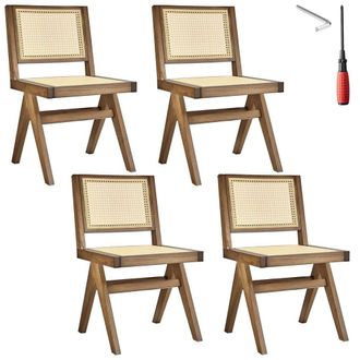 TecTake Accent Chair Lizzy Set Of 4 - Light Oak | Size: 4 Pack