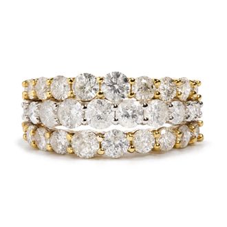 House of Brilliance 14K Yellow and White Gold 3.0 Cttw Round Diamond Multi-Row Band Ring