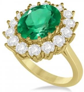 Allurez Oval Emerald and Diamond Ring 18k Yellow Gold (5.40ctw)