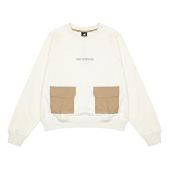 New Balance (WMNS) New Balance Casual Pocket Sweatshirt Asia Sizing White Brown AWT23320-CIC