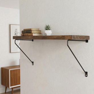 Dmora Estante Dovadola, Un Estante, De Madera De Abeto, Estructura Negra, 60x14x20h Cm Marr&oacute;n Natural