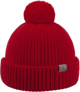 Lierys Navigat Bobble Hat Women/Men - Made in Germany - Knitted Hat with Pompom - Winter Hat from Pure Virgin Wool - with Double Fold Down Cuff - One Size 53