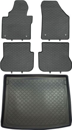 OEM Volkswagen Caddy Life Kombi Desde 2004 Set - Alfombrillas De Goma Para Coche + Alfombrilla Para Maletero