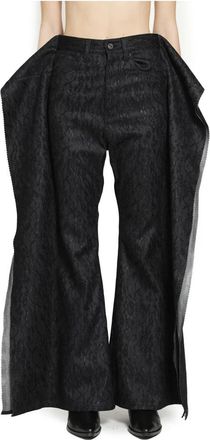 Junya Watanabe Gedeconstrueerde Bloemen Wijde Broek - Dames - Wijde Broeken - Zwart - S - Denim - Broeken