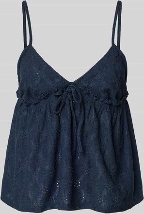 Review Babydoll-Top mit Sch&ouml;&szlig;chendetail und Lochstickerei in Dunkelblau, Gr&ouml;&szlig;e XS