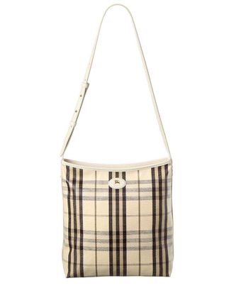 Burberry Highlands Small Check Canvas & Leather Tote