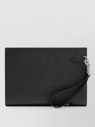 Valentino Garavani v logo clutch bag textured finish strap