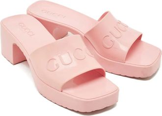 Gucci Sandali con logo goffrato - Rosa