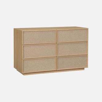 Sweeek C&oacute;moda Efecto Madera Y Tela Con 6 Cajones