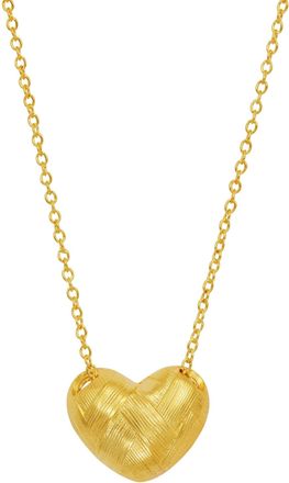 Savvy Cie Jewels GOLD PLATED BASKET WEAVE HEART NECKLACE