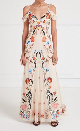Temperley London Toledo Strappy Gown in Almond Mix at Nordstrom, Size 6