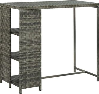vidaXL Bar Table with Storage Rack Gray 47.2x23.6x43.3 Poly Rattan, 313477